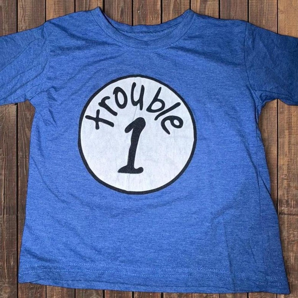 Coastal Swell Blue Trouble 1 Graphic Baby Tee Short Sleeve Size 4T